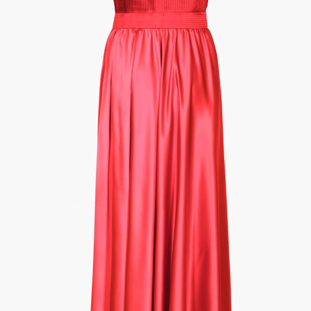 Andres Otalora Cocora Pleated Silk Gown in Coral - Picture 3 of 6
